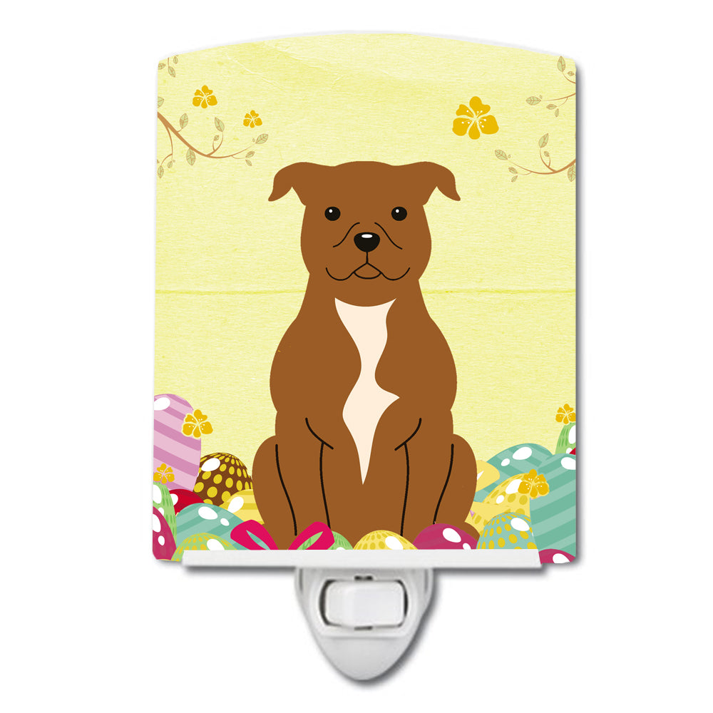 Easter Eggs Staffordshire Bull Terrier Brown Ceramic Night Light BB6047CNL - the-store.com