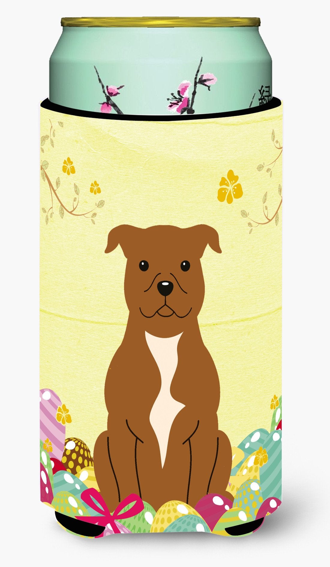 Easter Eggs Staffordshire Bull Terrier Brown Tall Boy Beverage Insulator Hugger BB6047TBC by Caroline's Treasures