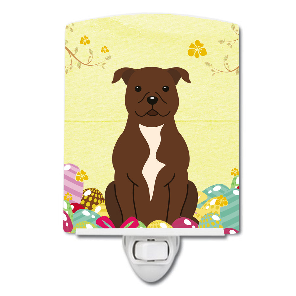 Easter Eggs Staffordshire Bull Terrier Chocolate Ceramic Night Light BB6048CNL - the-store.com