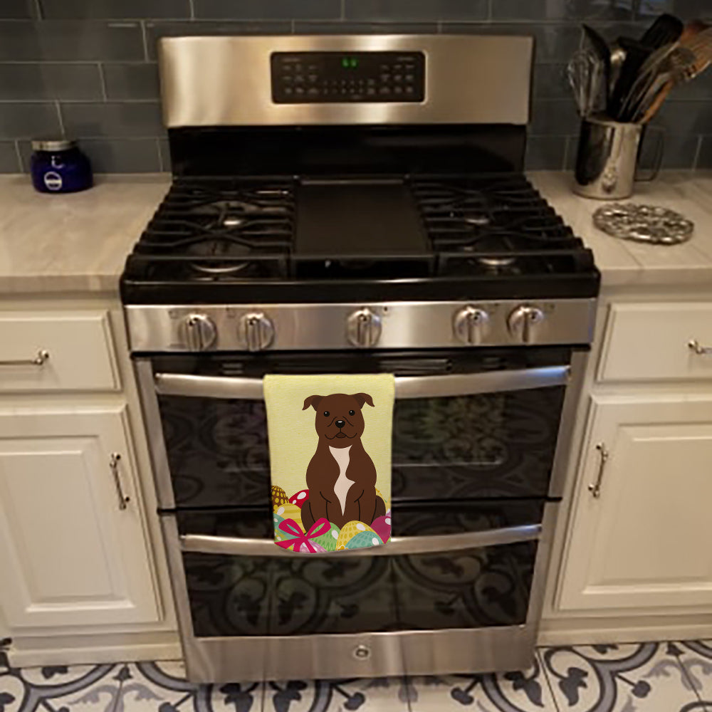 Easter Eggs Staffordshire Bull Terrier Chocolate Kitchen Towel BB6048KTWL - the-store.com