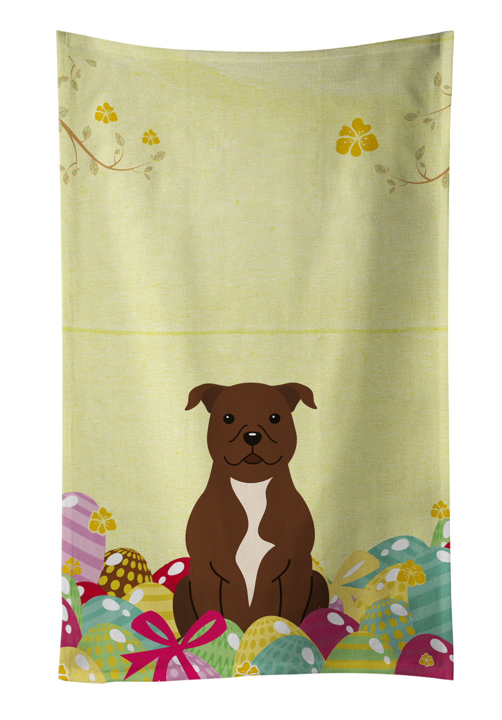 Easter Eggs Staffordshire Bull Terrier Chocolate Kitchen Towel BB6048KTWL - the-store.com