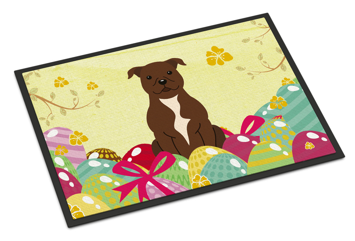 Easter Eggs Staffordshire Bull Terrier Chocolate Indoor or Outdoor Mat 18x27 BB6048MAT - the-store.com