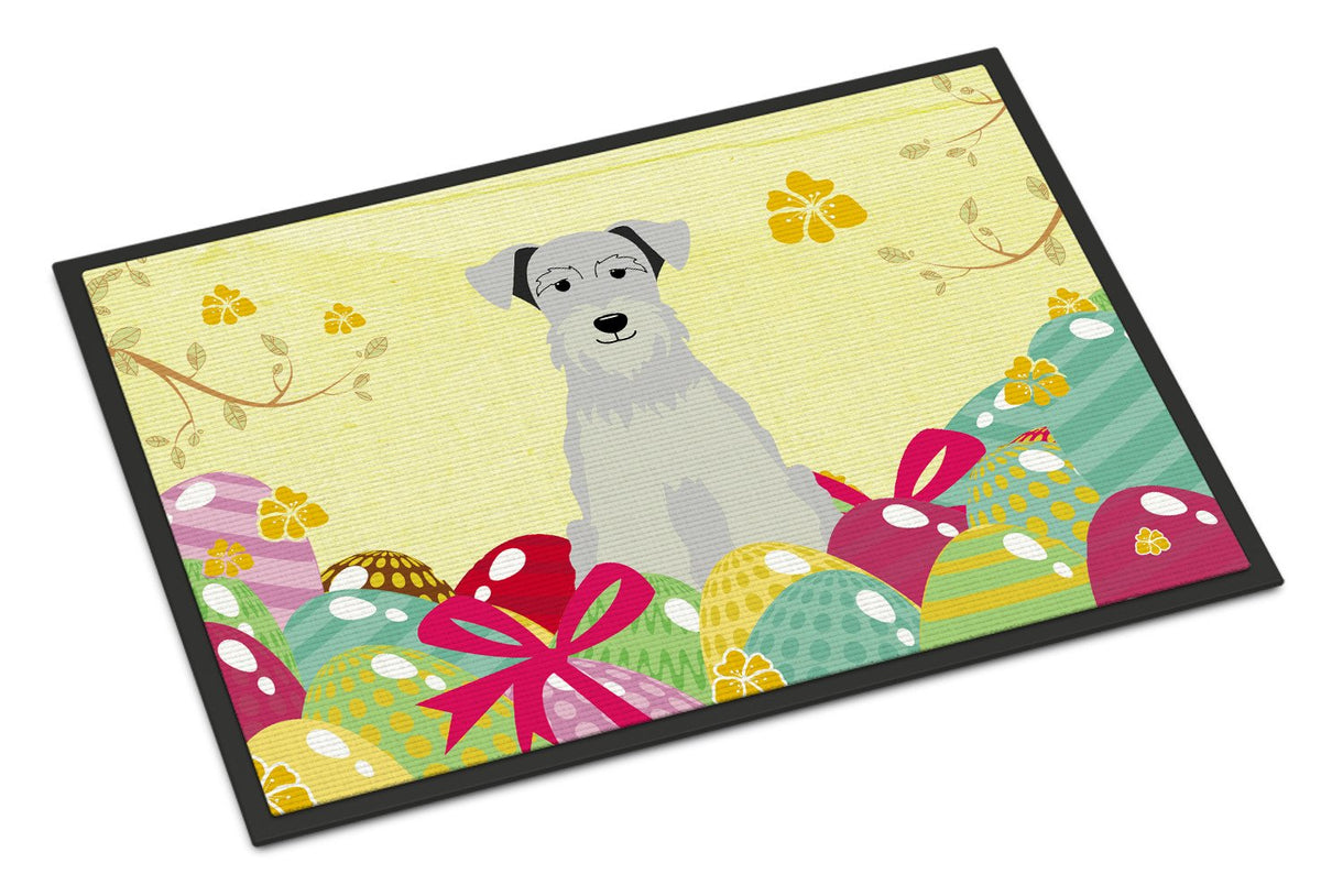 Easter Eggs Miniature Schanuzer White Indoor or Outdoor Mat 24x36 BB6053JMAT by Caroline&#39;s Treasures