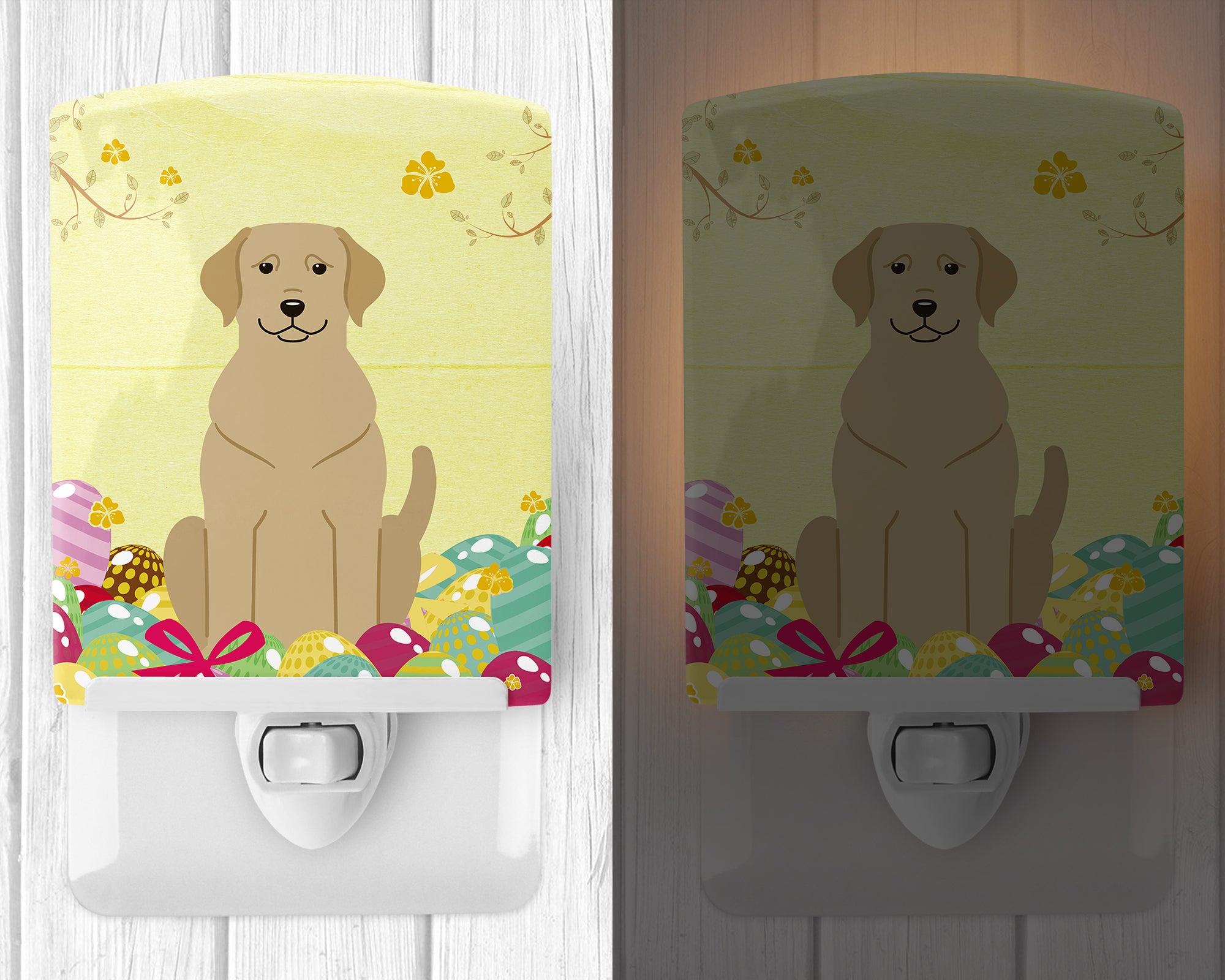 Easter Eggs Yellow Labrador Ceramic Night Light BB6055CNL - the-store.com