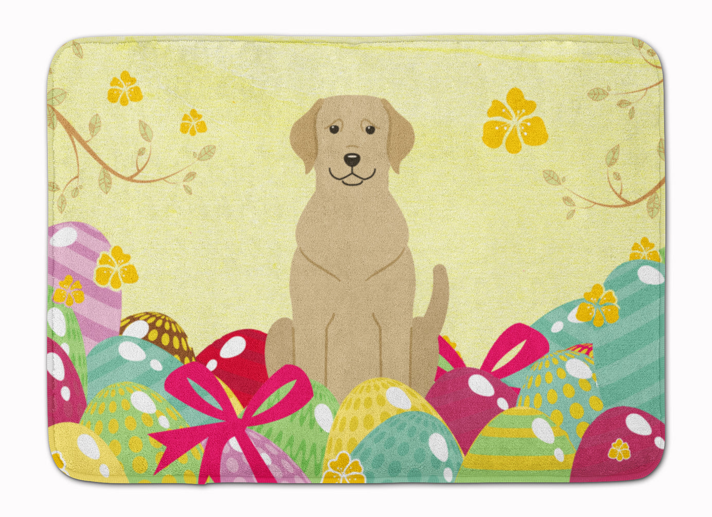 Easter Eggs Yellow Labrador Machine Washable Memory Foam Mat BB6055RUG - the-store.com