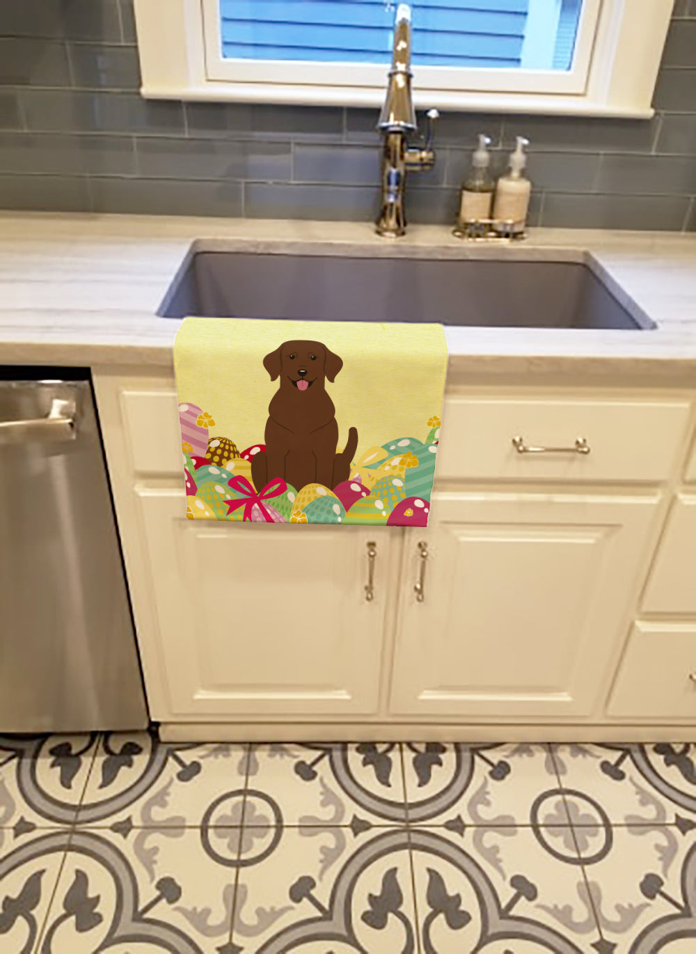 Easter Eggs Chocolate Labrador Kitchen Towel BB6056KTWL - the-store.com