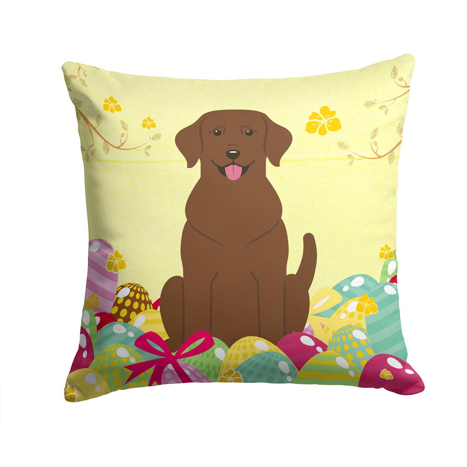 Easter Eggs Chocolate Labrador Fabric Decorative Pillow BB6056PW1414 - the-store.com