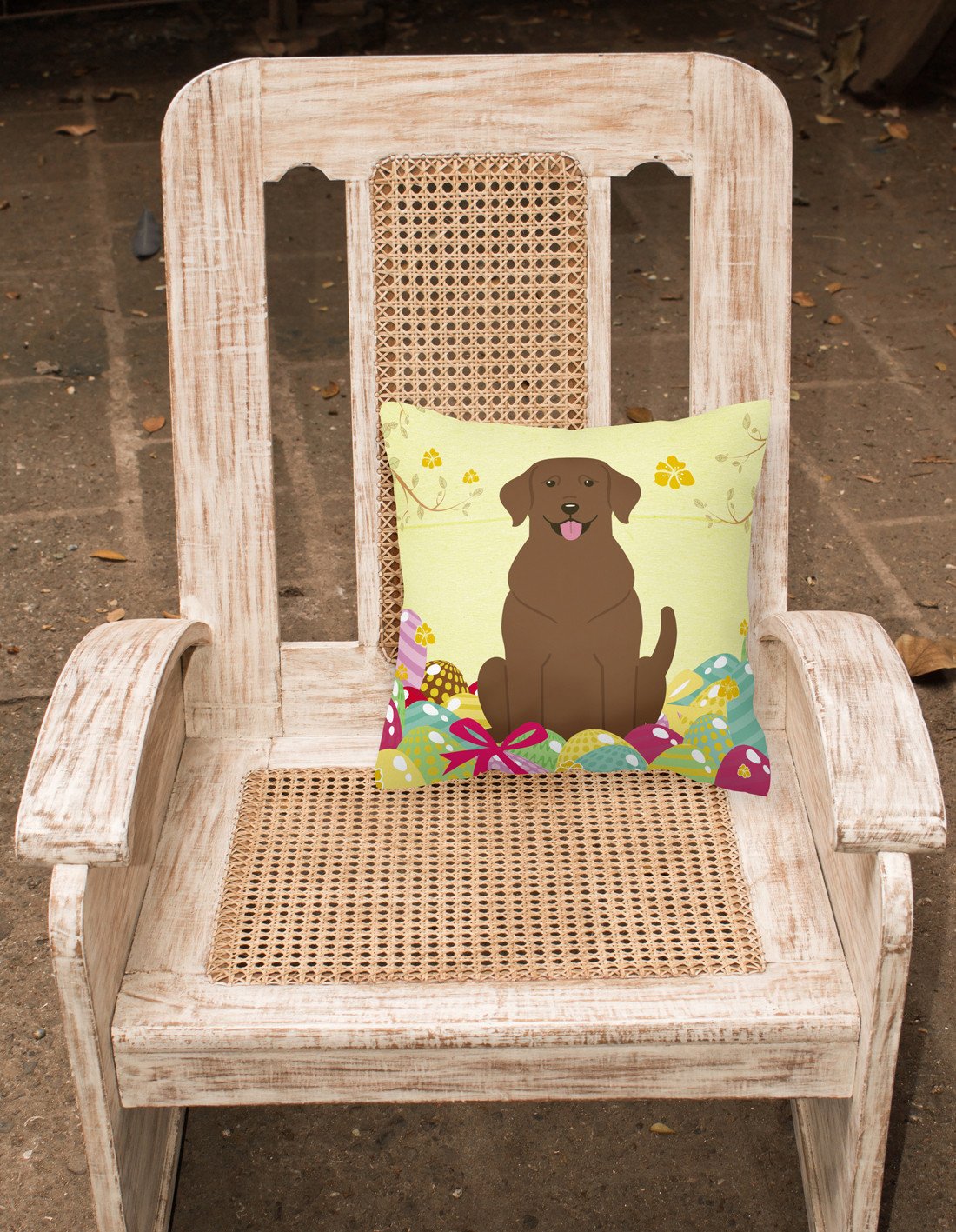 Easter Eggs Chocolate Labrador Fabric Decorative Pillow BB6056PW1818 by Caroline's Treasures