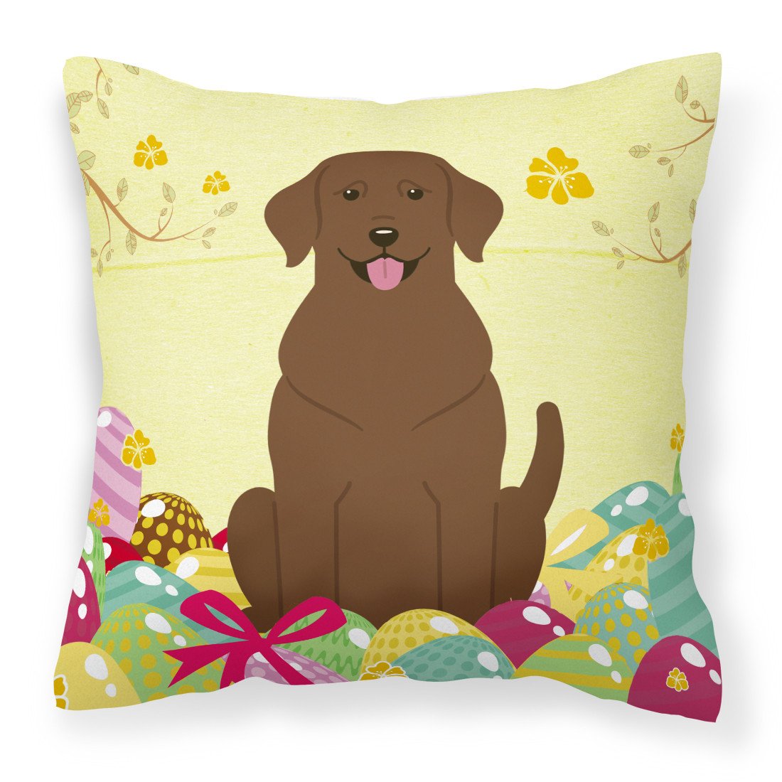 Easter Eggs Chocolate Labrador Fabric Decorative Pillow BB6056PW1818 by Caroline's Treasures