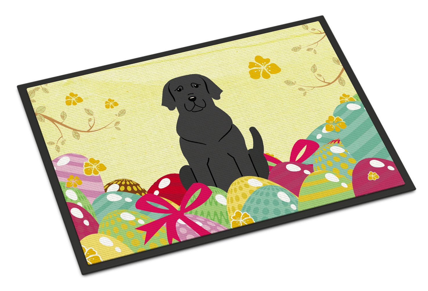 Easter Eggs Black Labrador Indoor or Outdoor Mat 24x36 BB6057JMAT by Caroline's Treasures