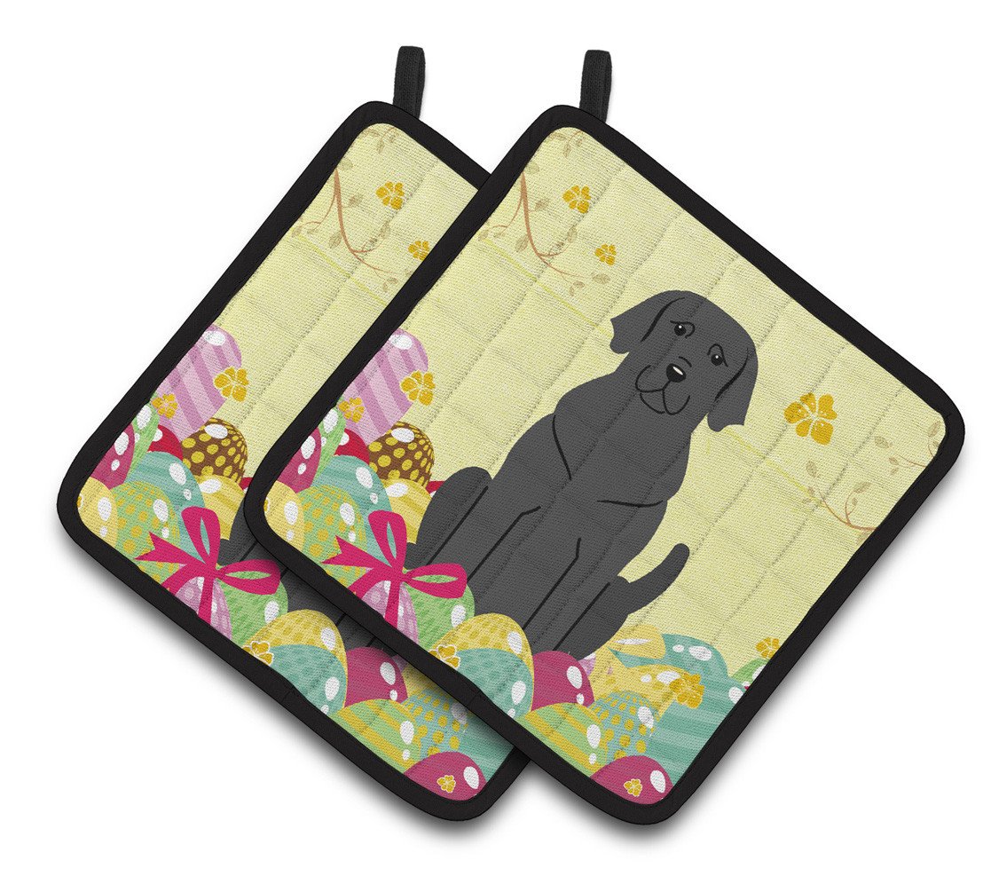 Easter Eggs Black Labrador Pair of Pot Holders BB6057PTHD by Caroline&#39;s Treasures