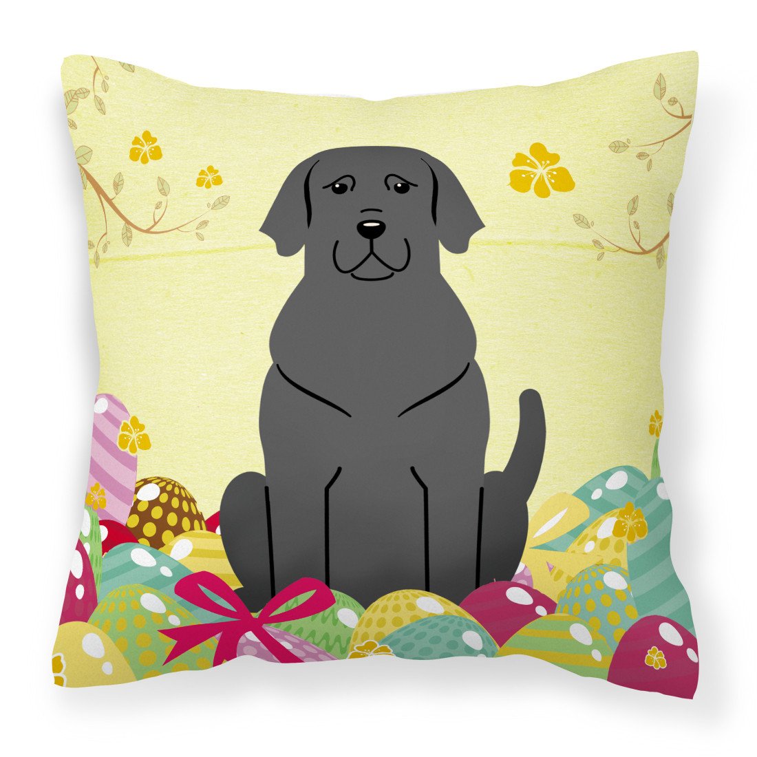 Easter Eggs Black Labrador Fabric Decorative Pillow BB6057PW1818 by Caroline's Treasures