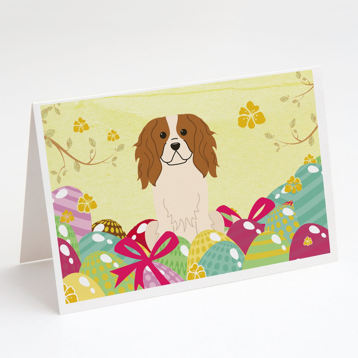 Buy this Easter Eggs Cavalier Spaniel Greeting Cards and Envelopes Pack of 8