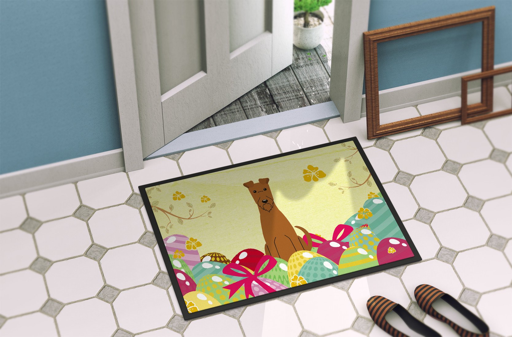 Easter Eggs Irish Terrier Indoor or Outdoor Mat 24x36 BB6062JMAT by Caroline's Treasures