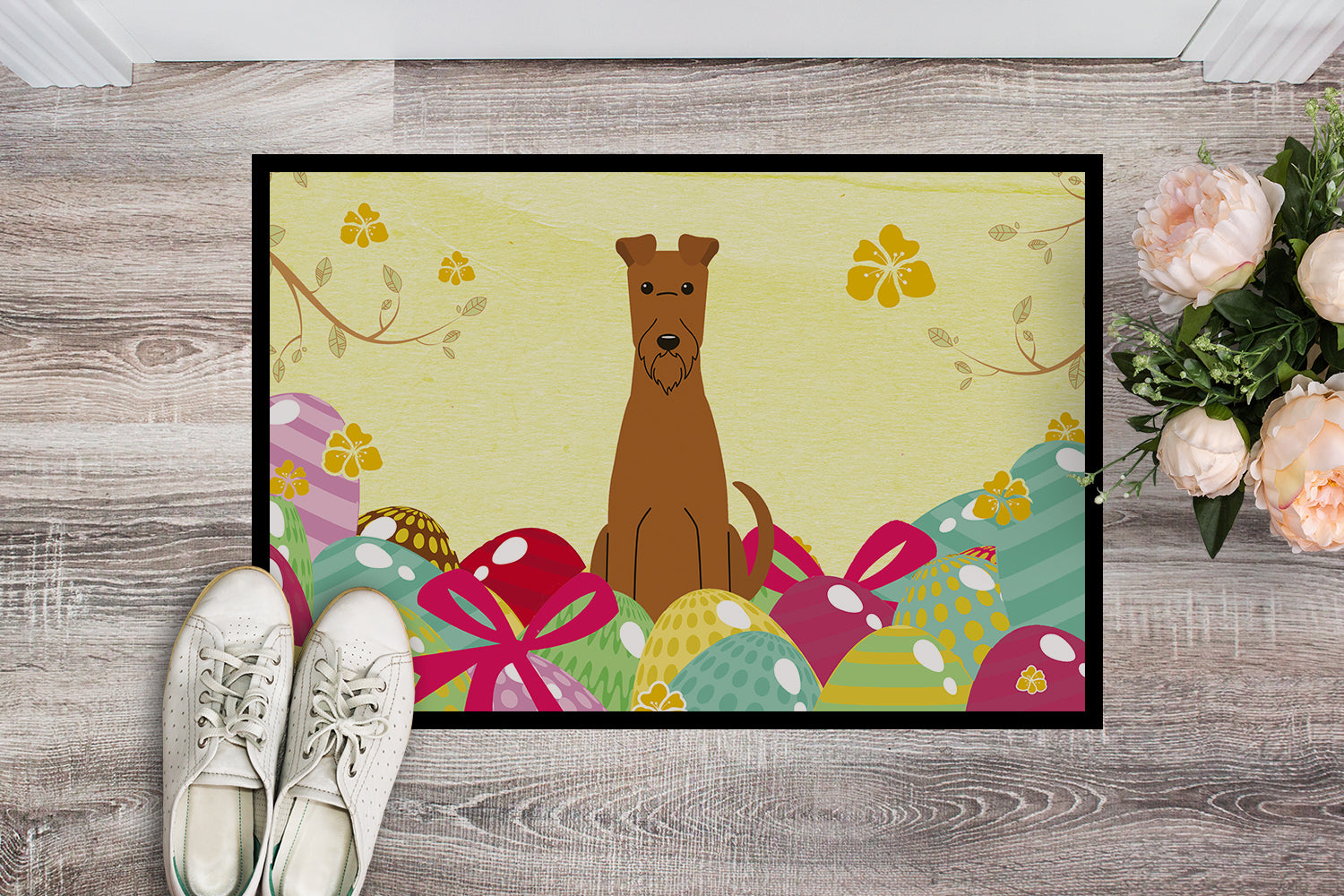 Easter Eggs Irish Terrier Indoor or Outdoor Mat 18x27 BB6062MAT - the-store.com