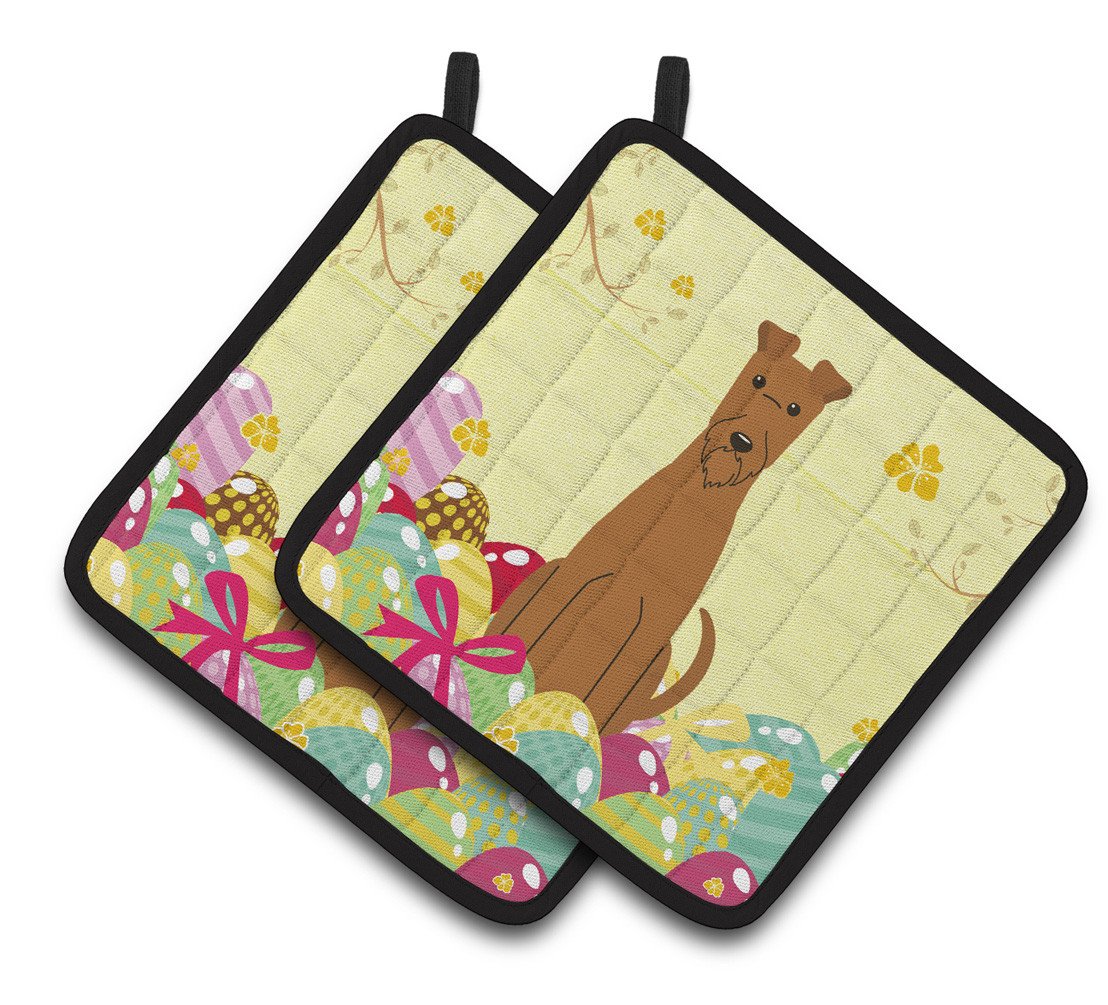 Easter Eggs Irish Terrier Pair of Pot Holders BB6062PTHD by Caroline&#39;s Treasures