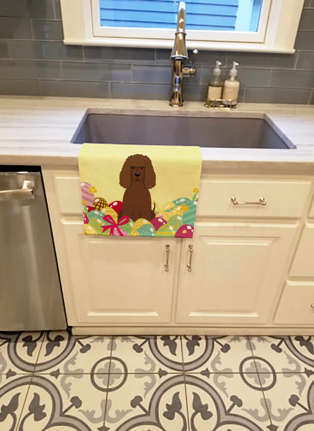 Easter Eggs Irish Water Spaniel Kitchen Towel BB6063KTWL - the-store.com