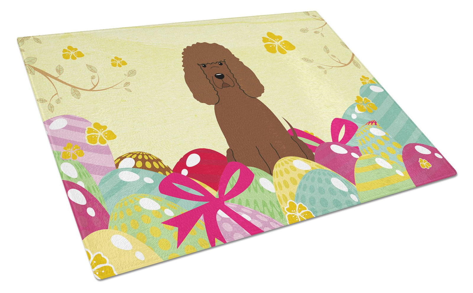 Easter Eggs Irish Water Spaniel Glass Cutting Board Large BB6063LCB by Caroline's Treasures