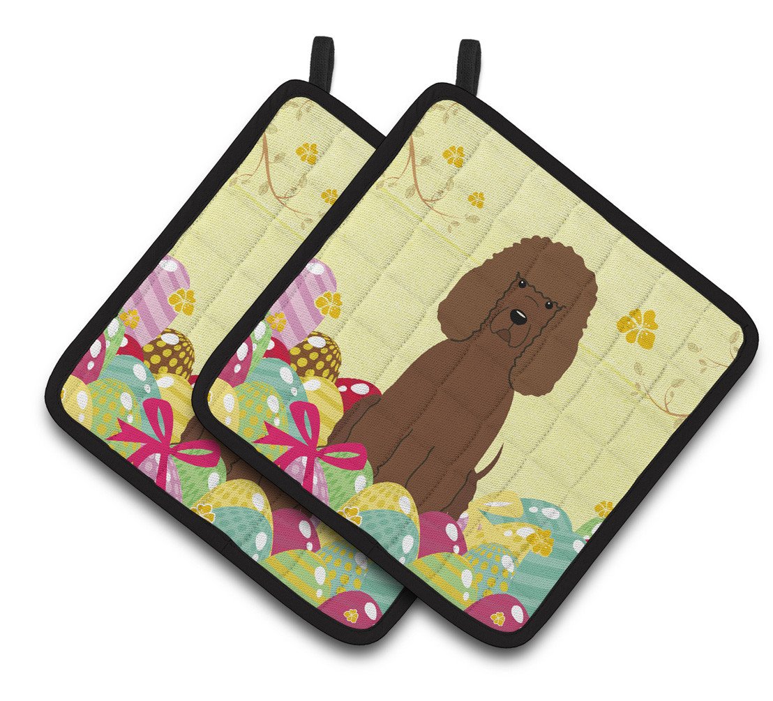 Easter Eggs Irish Water Spaniel Pair of Pot Holders BB6063PTHD by Caroline's Treasures