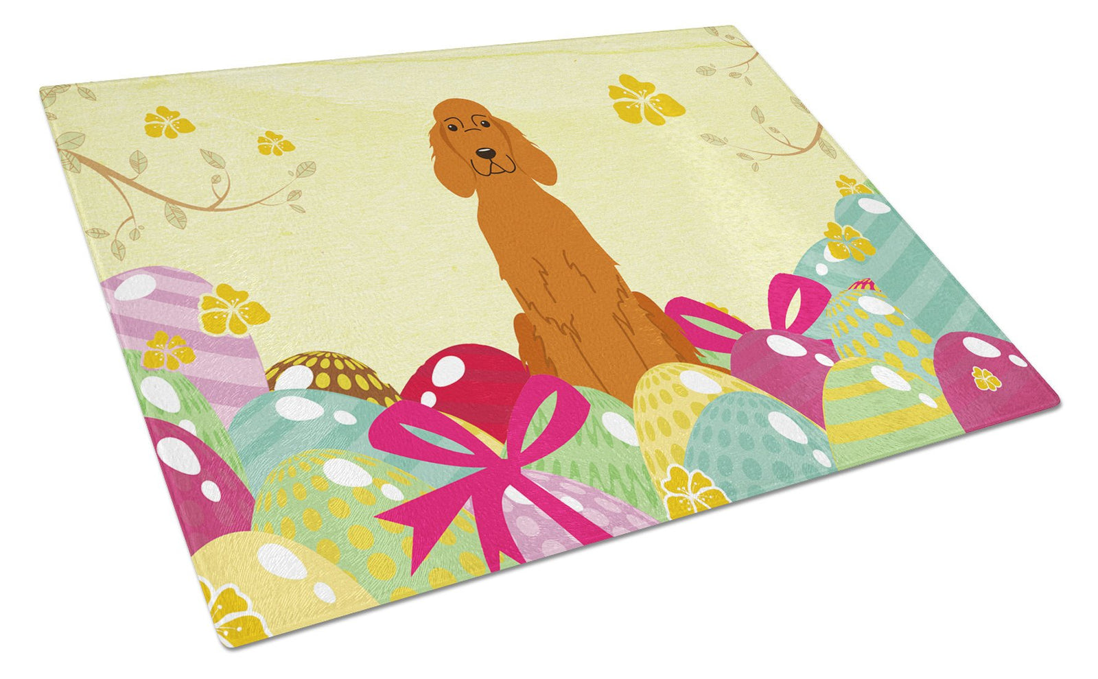 Easter Eggs Irish Setter Glass Cutting Board Large BB6064LCB by Caroline's Treasures