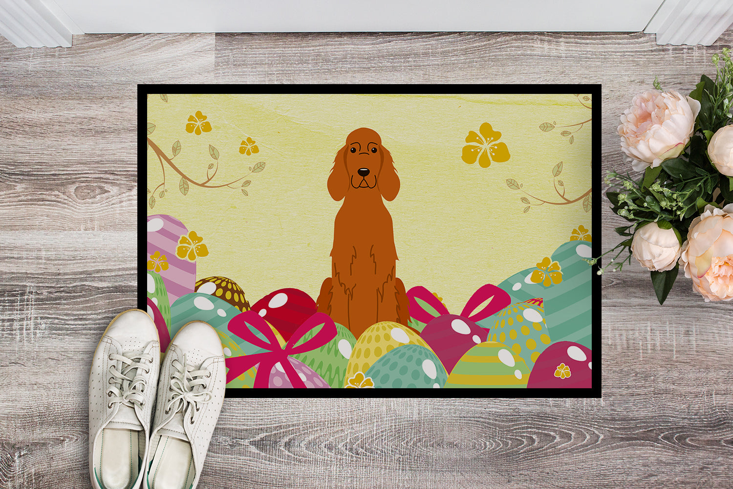 Easter Eggs Irish Setter Indoor or Outdoor Mat 18x27 BB6064MAT - the-store.com