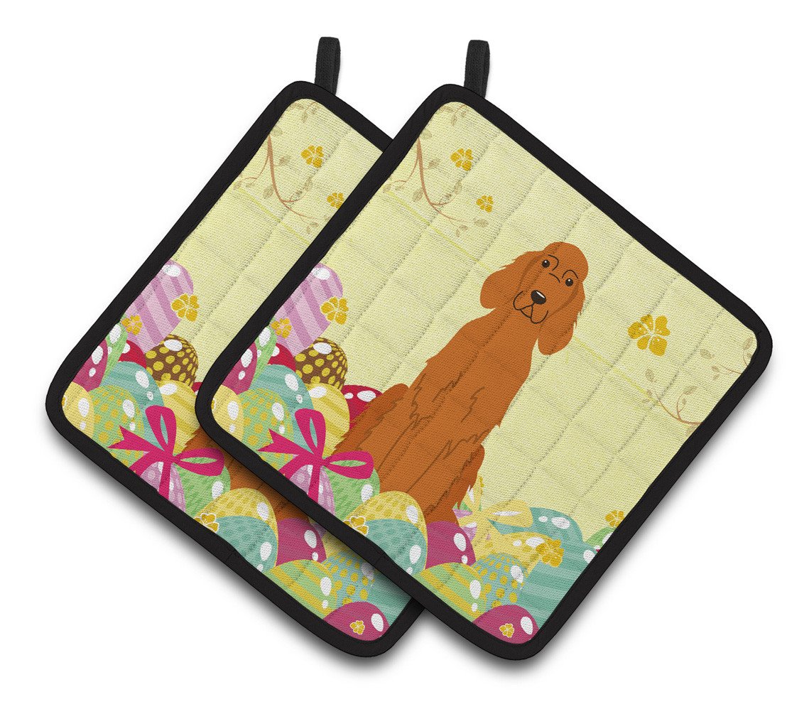 Easter Eggs Irish Setter Pair of Pot Holders BB6064PTHD by Caroline's Treasures