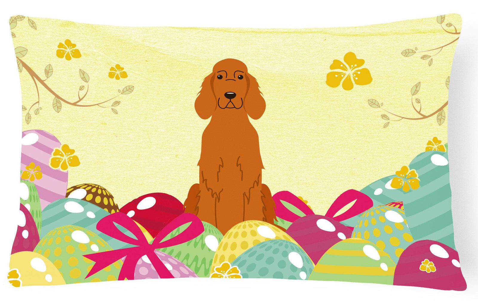 Easter Eggs Irish Setter Canvas Fabric Decorative Pillow BB6064PW1216 by Caroline's Treasures