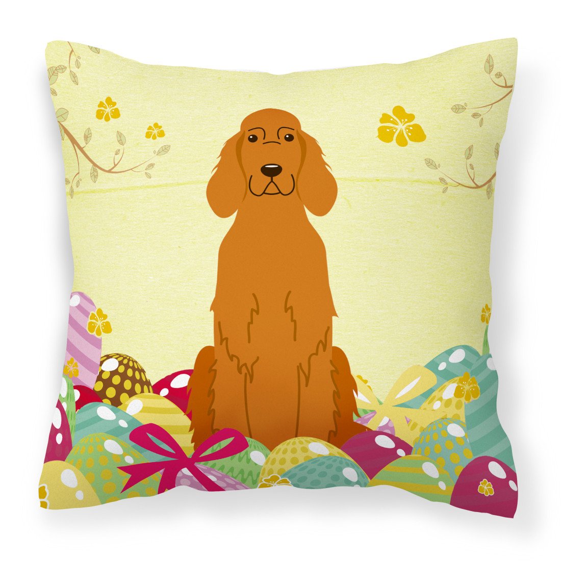 Easter Eggs Irish Setter Fabric Decorative Pillow BB6064PW1818 by Caroline&#39;s Treasures