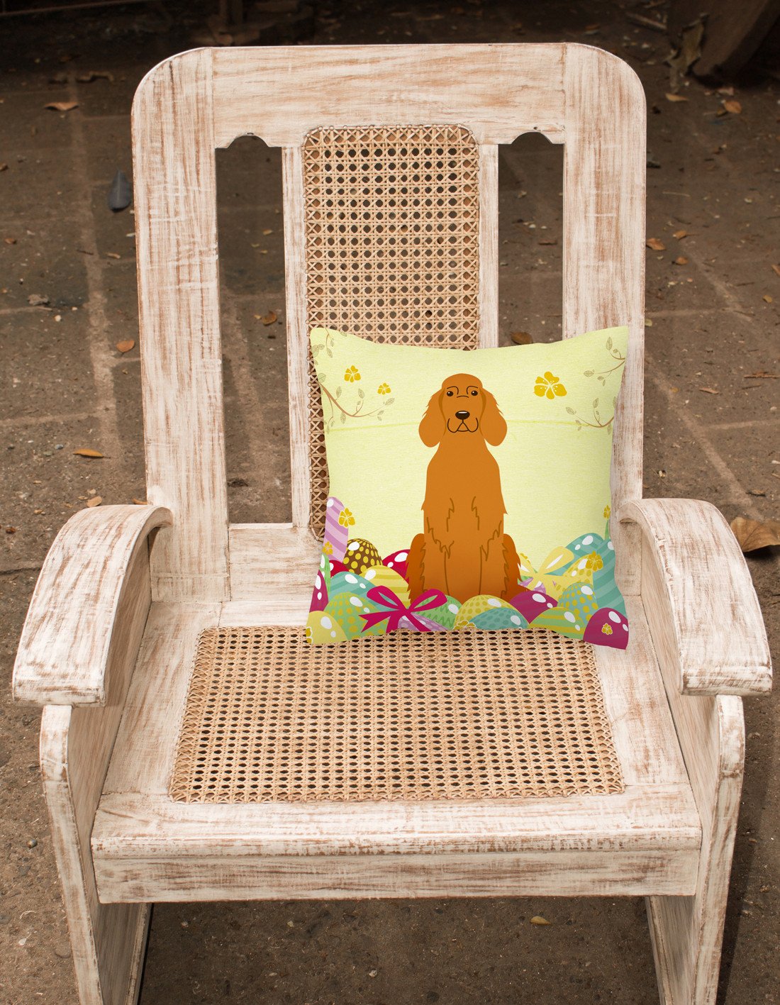 Easter Eggs Irish Setter Fabric Decorative Pillow BB6064PW1818 by Caroline's Treasures