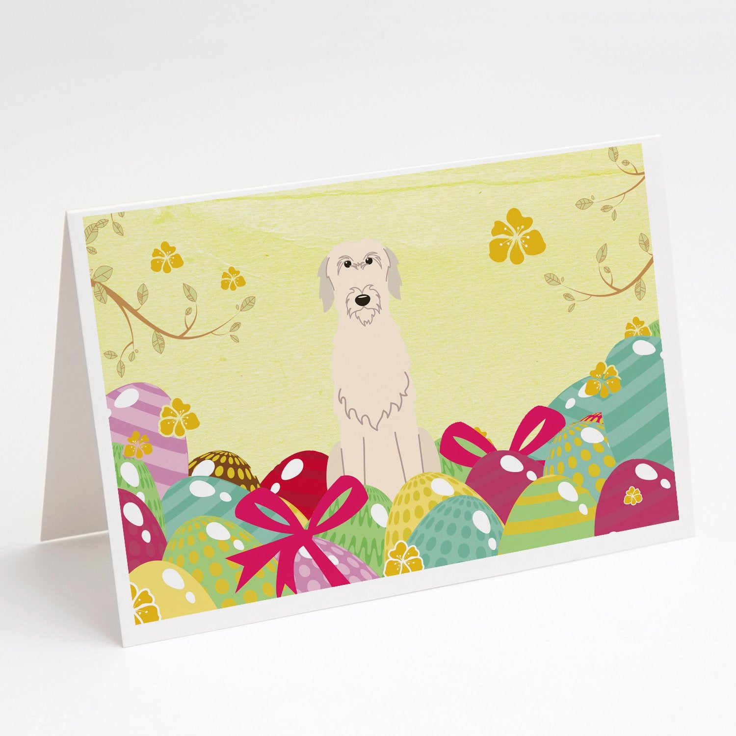 Buy this Easter Eggs Irish Wolfhound Greeting Cards and Envelopes Pack of 8