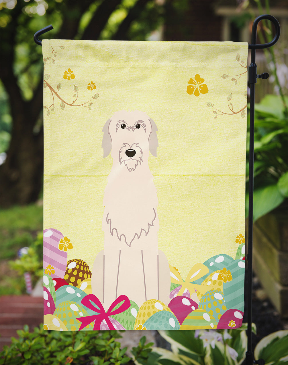 Easter Eggs Irish Wolfhound Flag Garden Size BB6065GF  the-store.com.