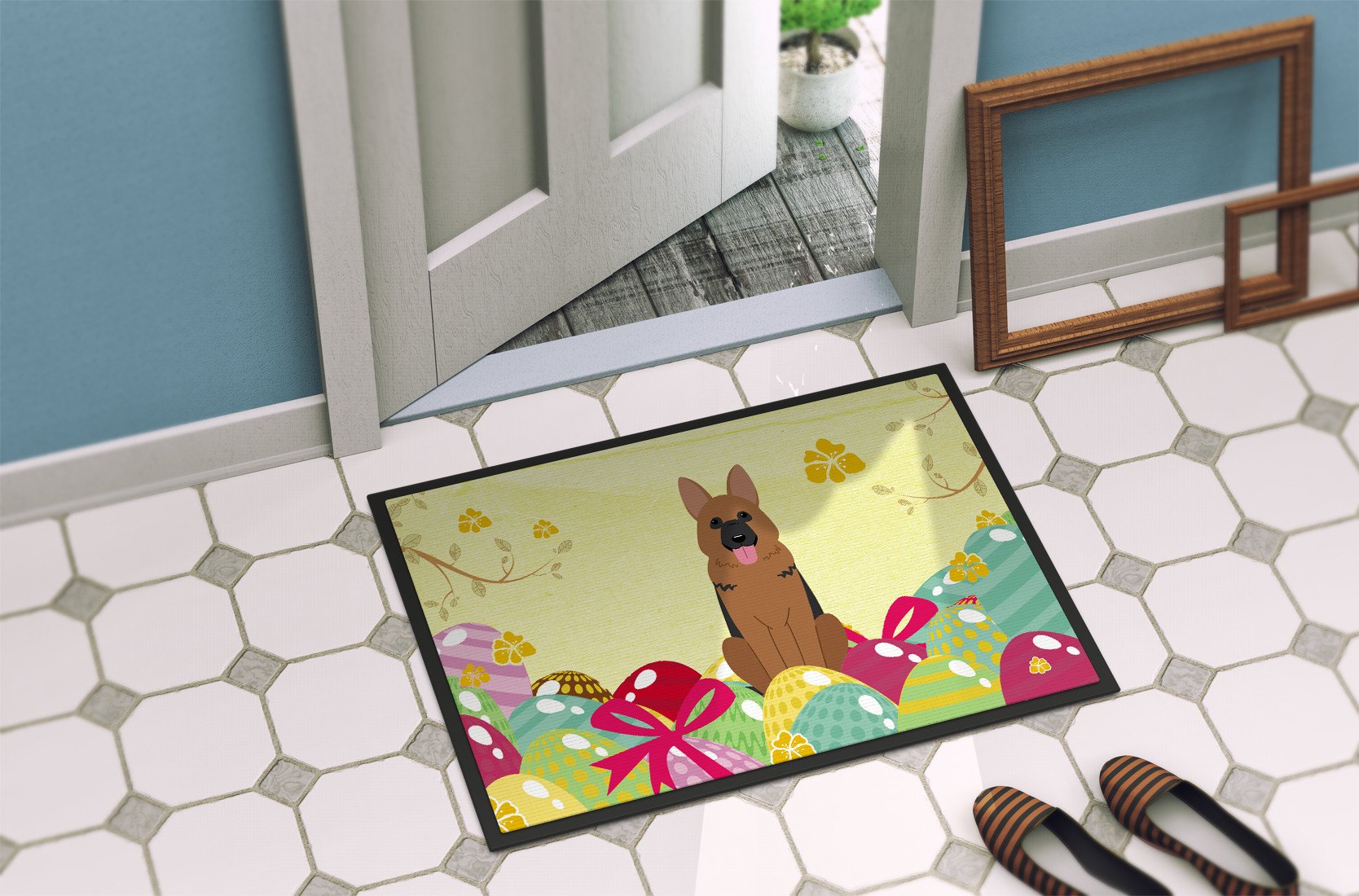 Easter Eggs German Shepherd Indoor or Outdoor Mat 24x36 BB6067JMAT by Caroline's Treasures