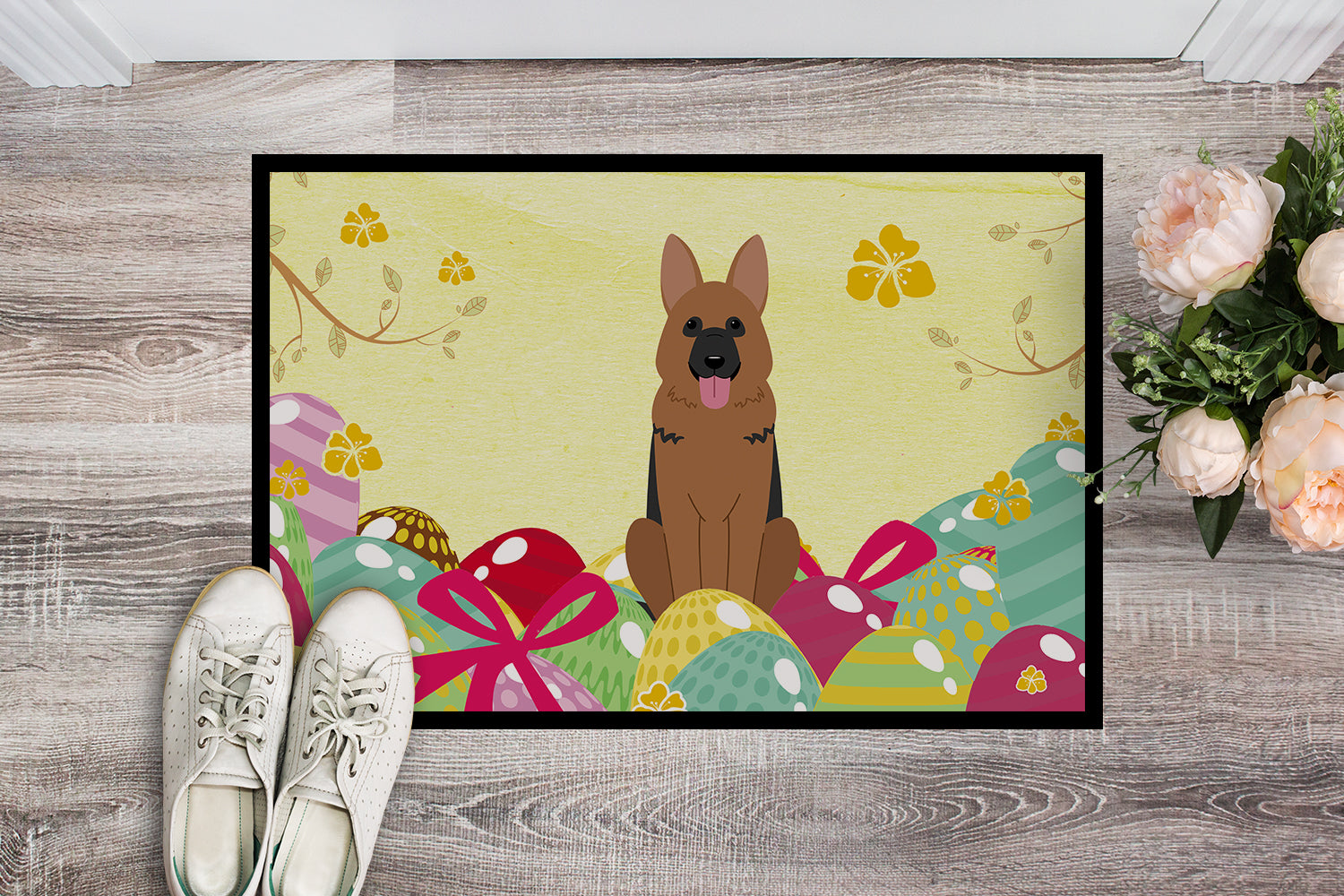 Easter Eggs German Shepherd Indoor or Outdoor Mat 18x27 BB6067MAT - the-store.com