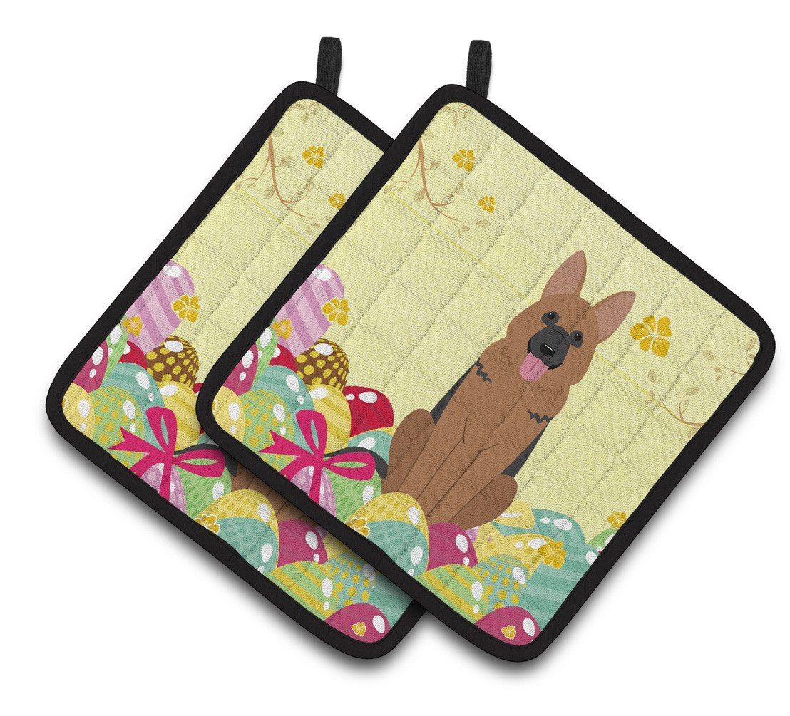 Easter Eggs German Shepherd Pair of Pot Holders BB6067PTHD by Caroline's Treasures