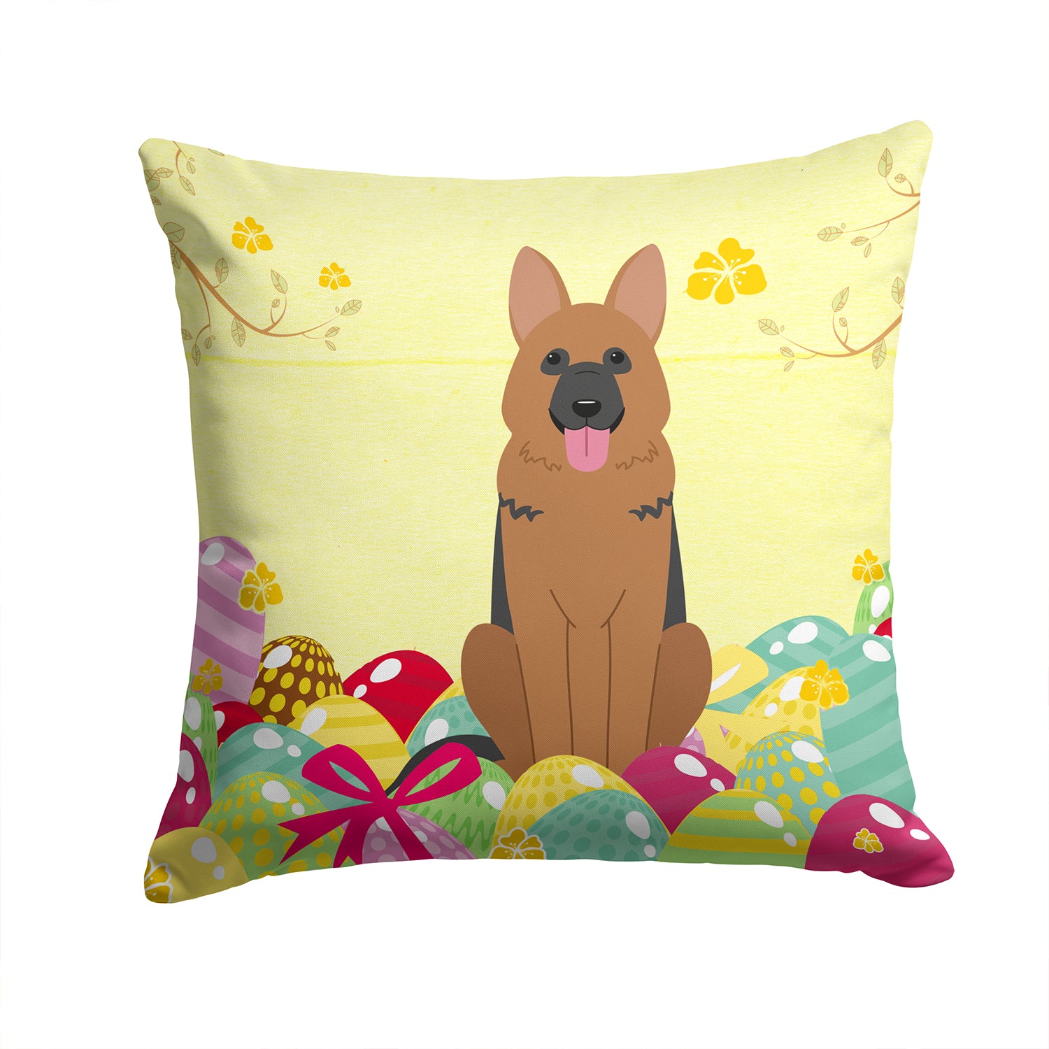 Easter Eggs German Shepherd Fabric Decorative Pillow BB6067PW1414 - the-store.com