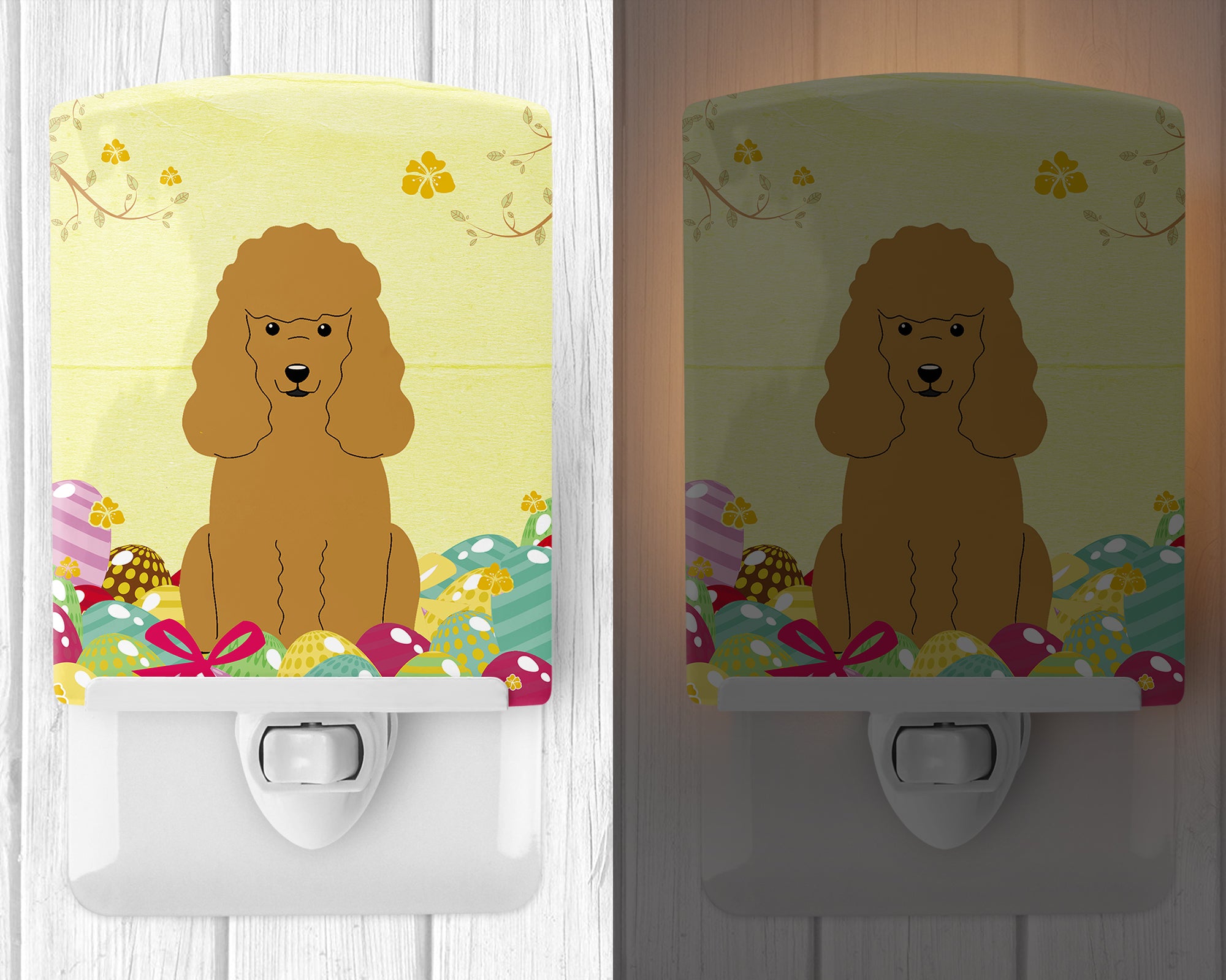 Easter Eggs Poodle Tan Ceramic Night Light BB6069CNL - the-store.com