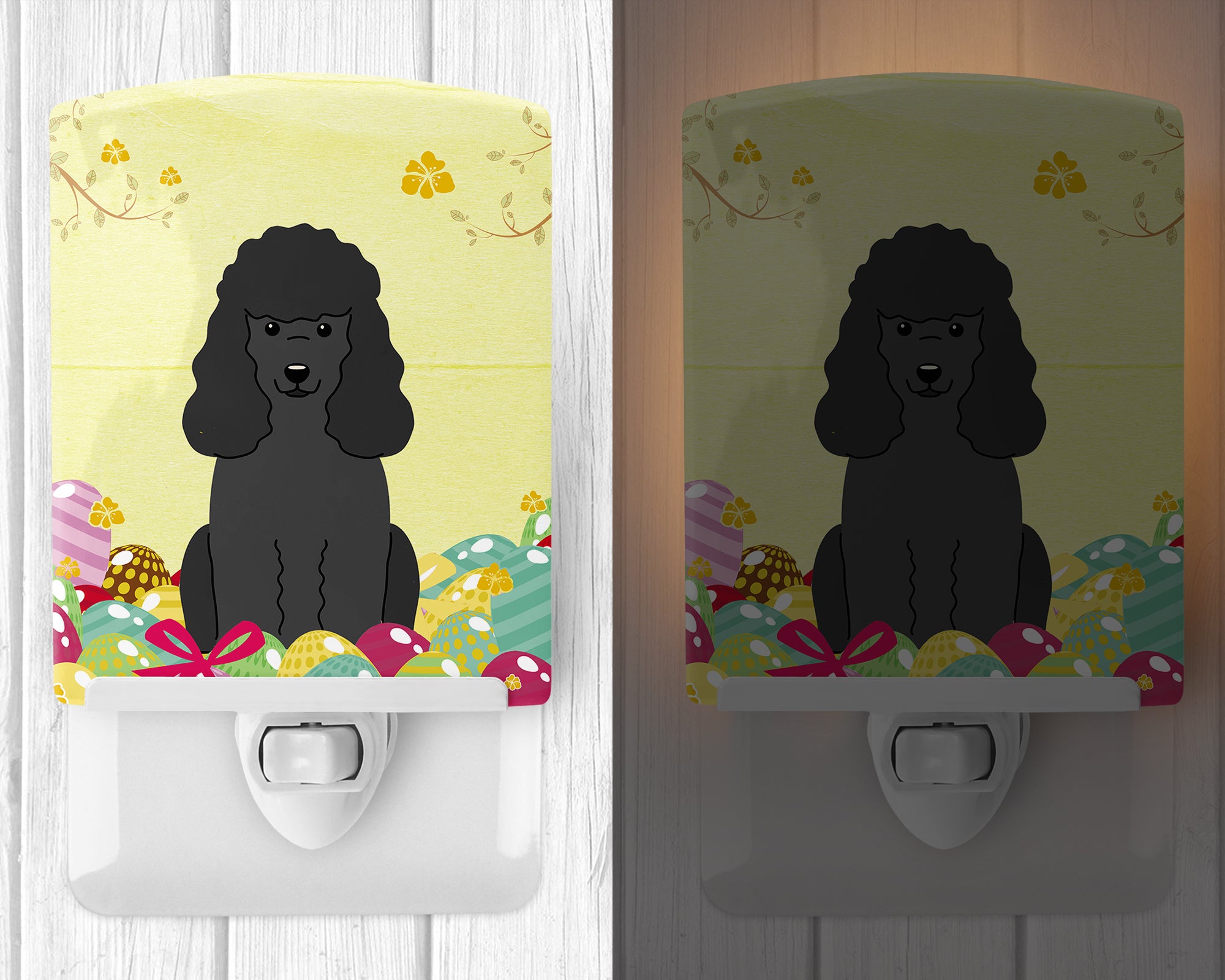 Easter Eggs Poodle Black Ceramic Night Light BB6071CNL - the-store.com