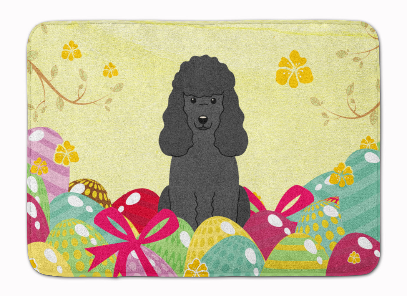 Easter Eggs Poodle Black Machine Washable Memory Foam Mat BB6071RUG - the-store.com