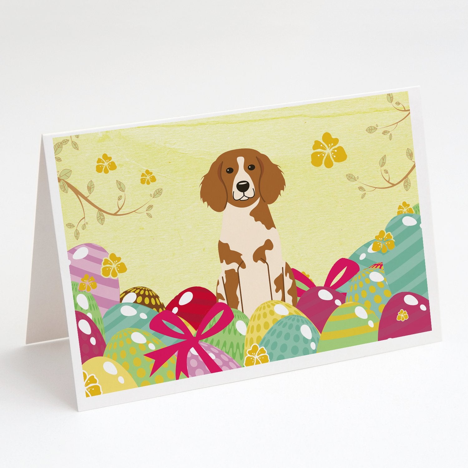 Buy this Easter Eggs Brittany Spaniel Greeting Cards and Envelopes Pack of 8