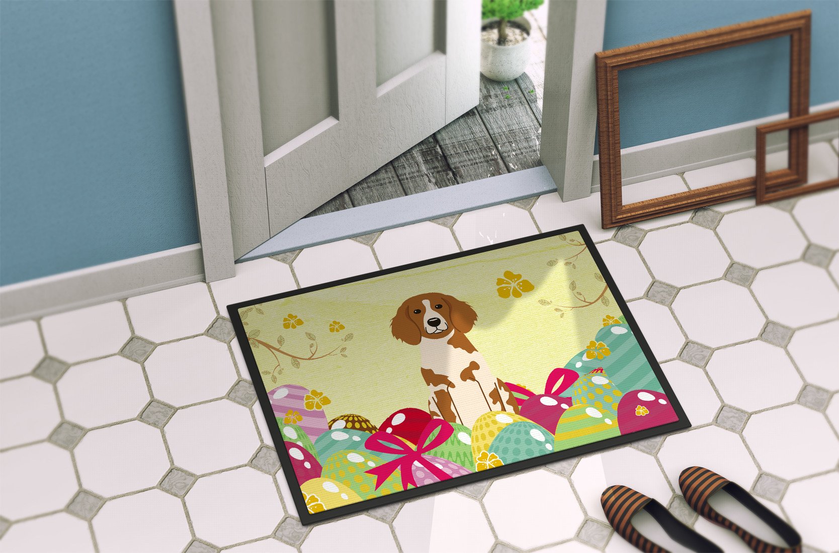 Easter Eggs Brittany Spaniel Indoor or Outdoor Mat 24x36 BB6072JMAT by Caroline's Treasures