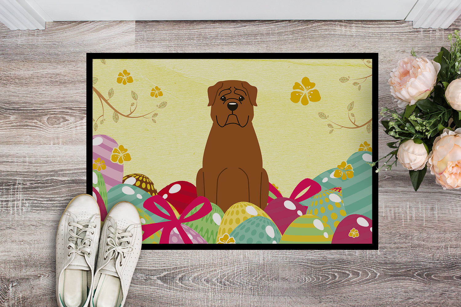 Easter Eggs Dogue de Bourdeaux Indoor or Outdoor Mat 18x27 BB6073MAT - the-store.com