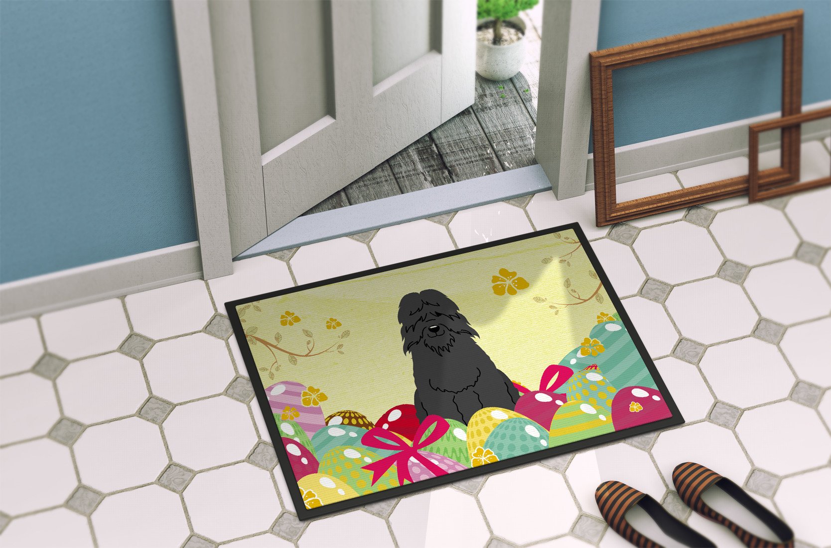 Easter Eggs Bouvier des Flandres Indoor or Outdoor Mat 24x36 BB6074JMAT by Caroline's Treasures