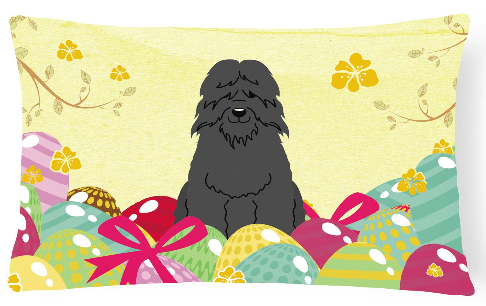 Easter Eggs Bouvier des Flandres Canvas Fabric Decorative Pillow BB6074PW1216 by Caroline's Treasures