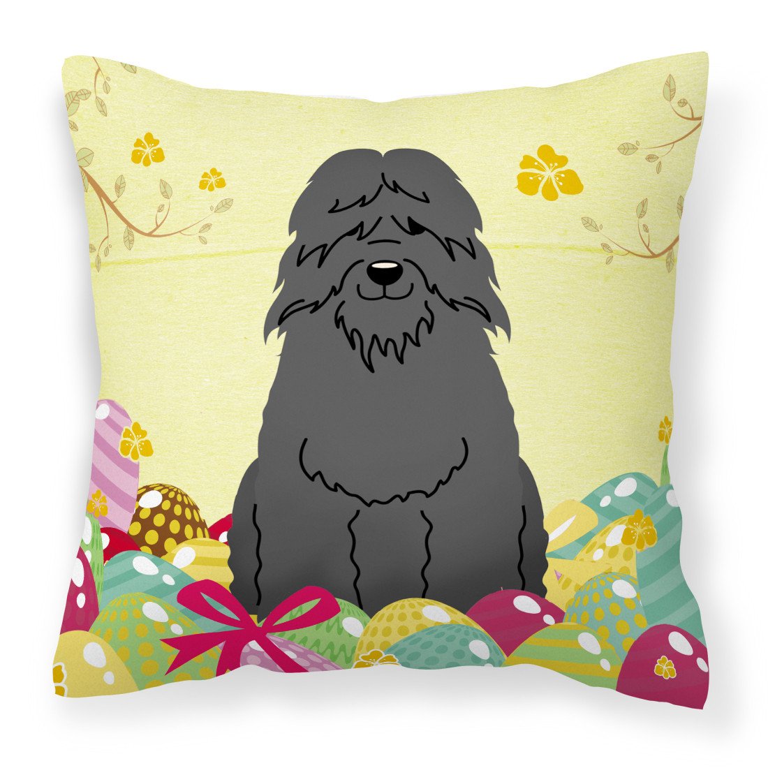 Easter Eggs Bouvier des Flandres Fabric Decorative Pillow BB6074PW1818 by Caroline&#39;s Treasures