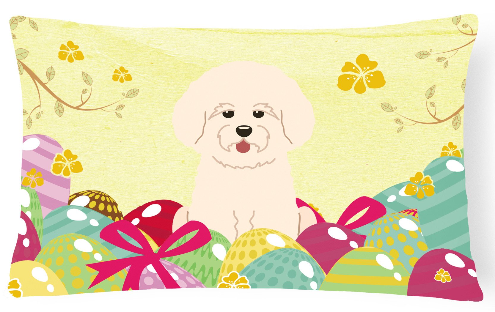 Easter Eggs Bichon Frise Canvas Fabric Decorative Pillow BB6075PW1216 by Caroline's Treasures