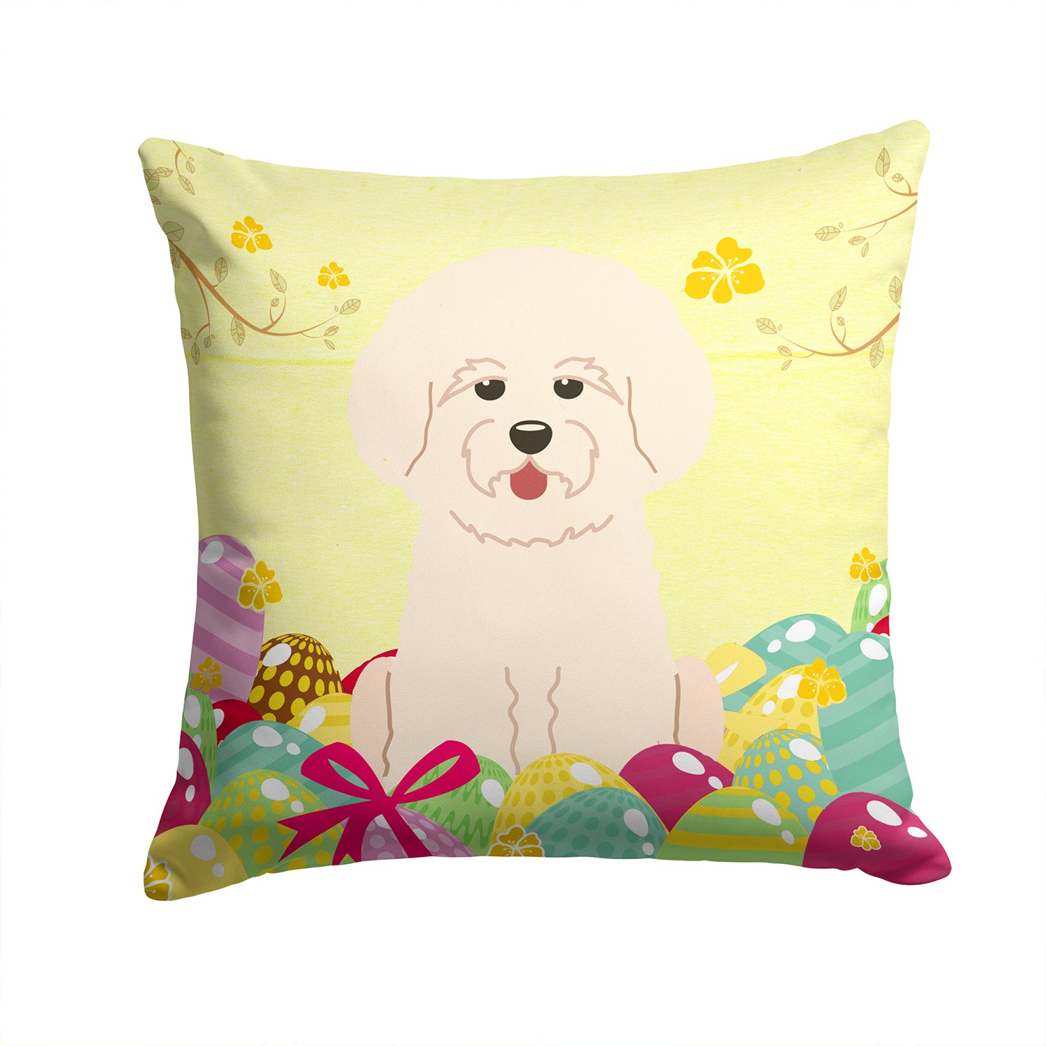 Easter Eggs Bichon Frise Fabric Decorative Pillow BB6075PW1414 - the-store.com