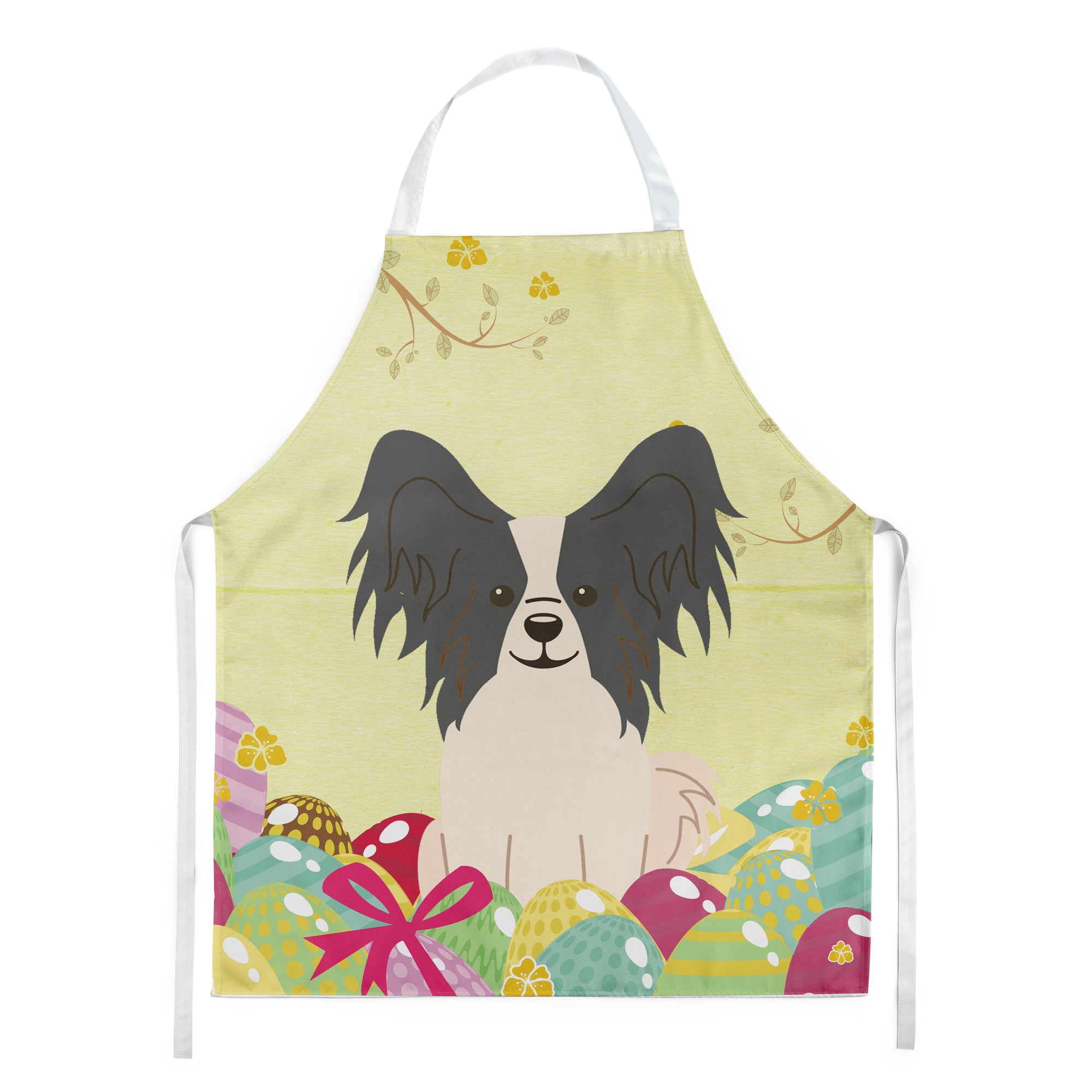 Easter Eggs Papillon Black White Apron BB6076APRON  the-store.com.