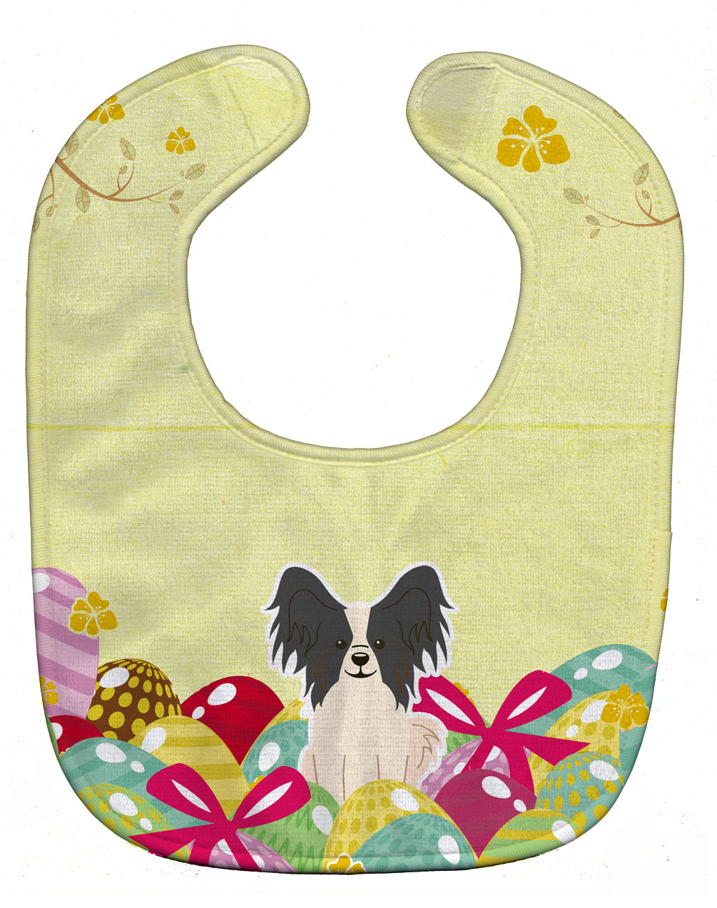 Easter Eggs Papillon Black White Baby Bib BB6076BIB - the-store.com