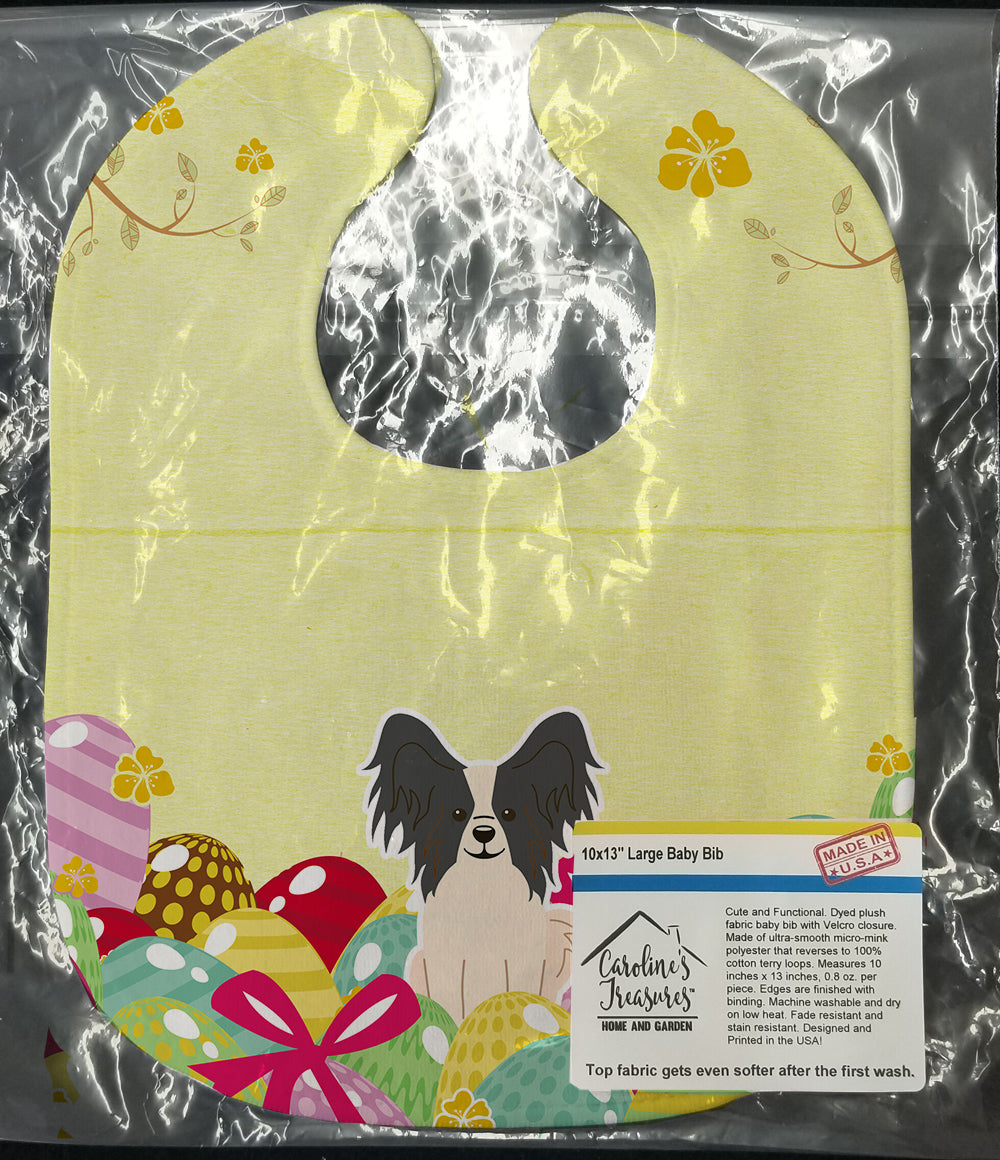 Easter Eggs Papillon Black White Baby Bib BB6076BIB - the-store.com