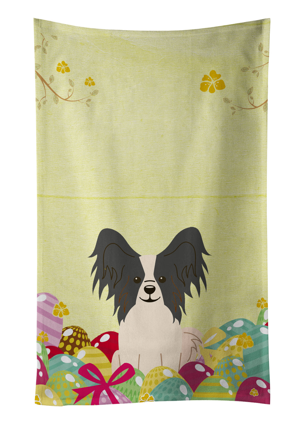 Easter Eggs Papillon Black White Kitchen Towel BB6076KTWL - the-store.com